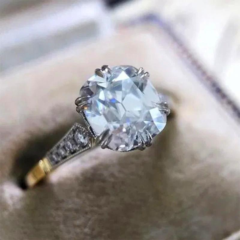 

Wedding Rings Vintage Female Crystal Geometry Ring Charm Gold Silver Color Engagement White Zircon Stone For Women, Slivery;golden