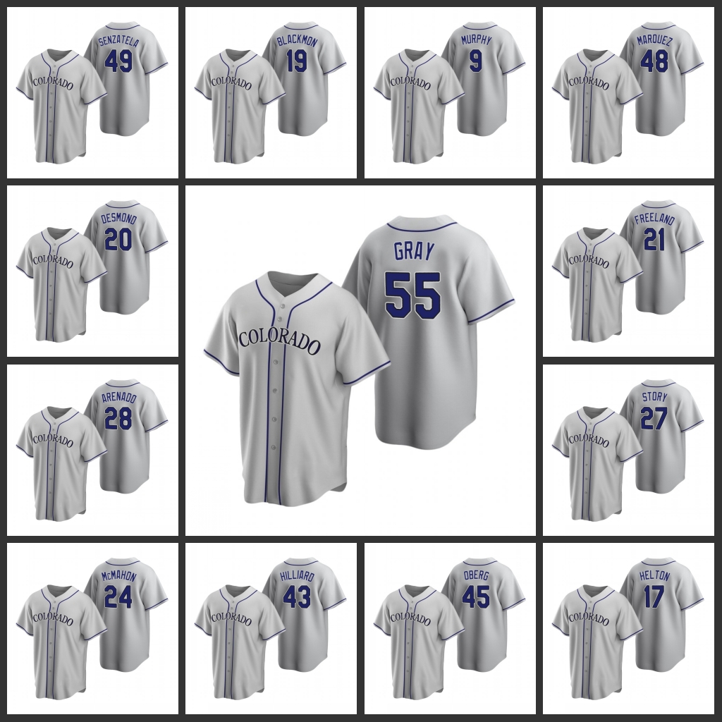 

Colorado Rockies Men Daniel Murphy Wade Davis Trevor Story Todd Helton Scott Oberg Replica Road Women Youth Jersey, Black