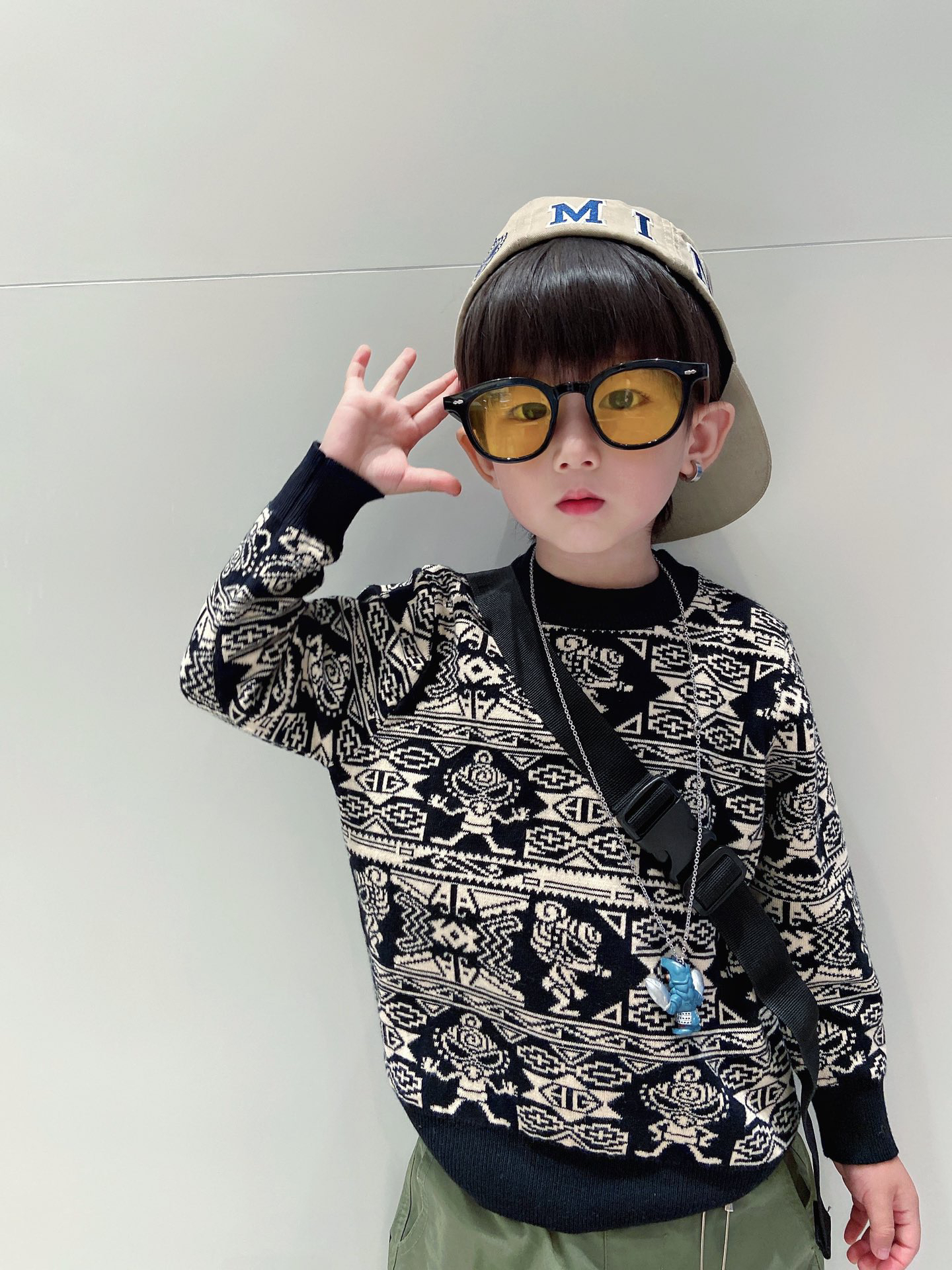 

kids boys knitted sweater winter cute baby boy Cartoon pullover sweaters children warm jumper clothes, Black