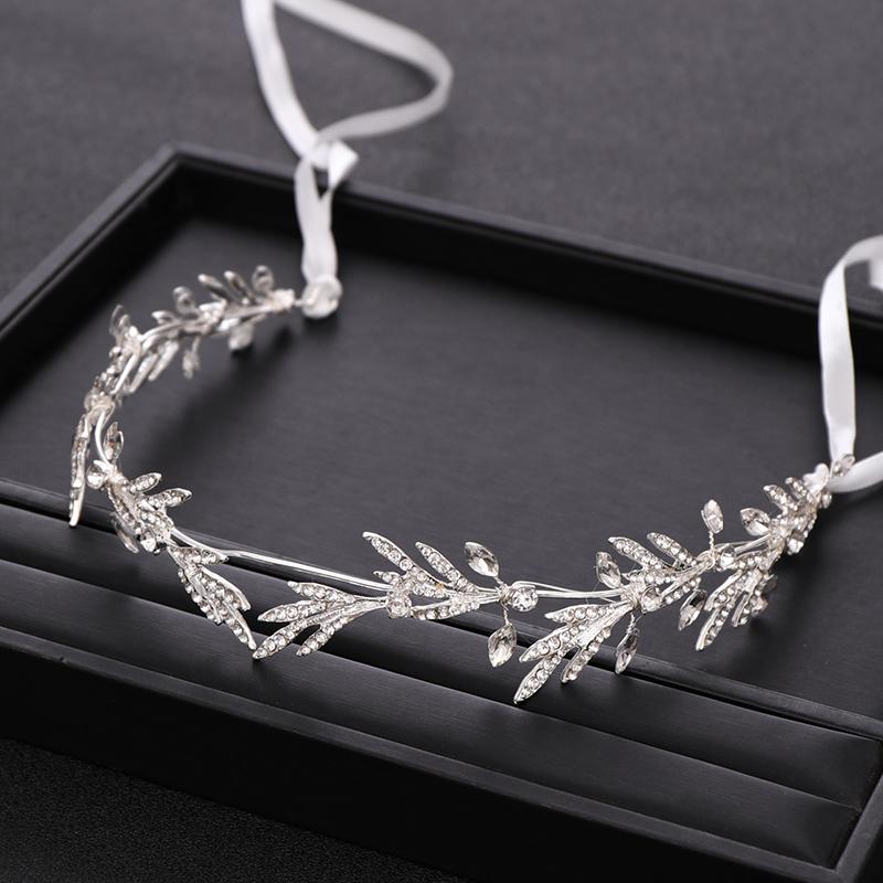 

Hair Clips & Barrettes Wedding Accessories Silver Color Crystal Headband And Crown Leaf Rhinestone Band Bride Female Tiara, Golden;silver