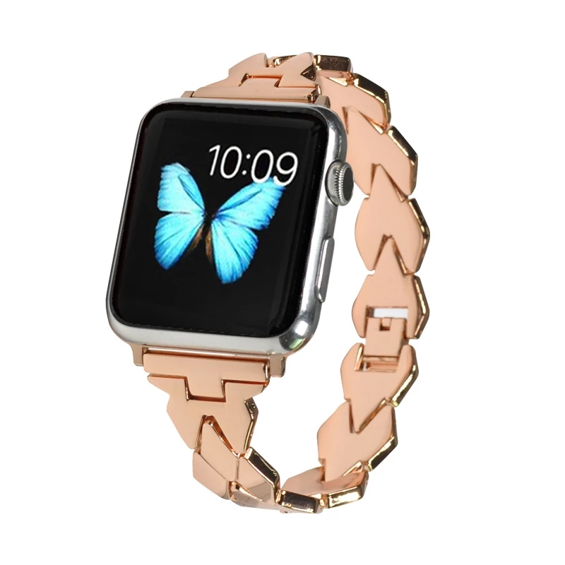 

Women Ladies Straps Band For Apple Watch 41mm 45mm 42mm 38mm 40MM 44MM Metal Stainless Steel Watchband Bracelet Strap Fit iWatch Series 7 6 SE 5 4 3 2 1 Accessories