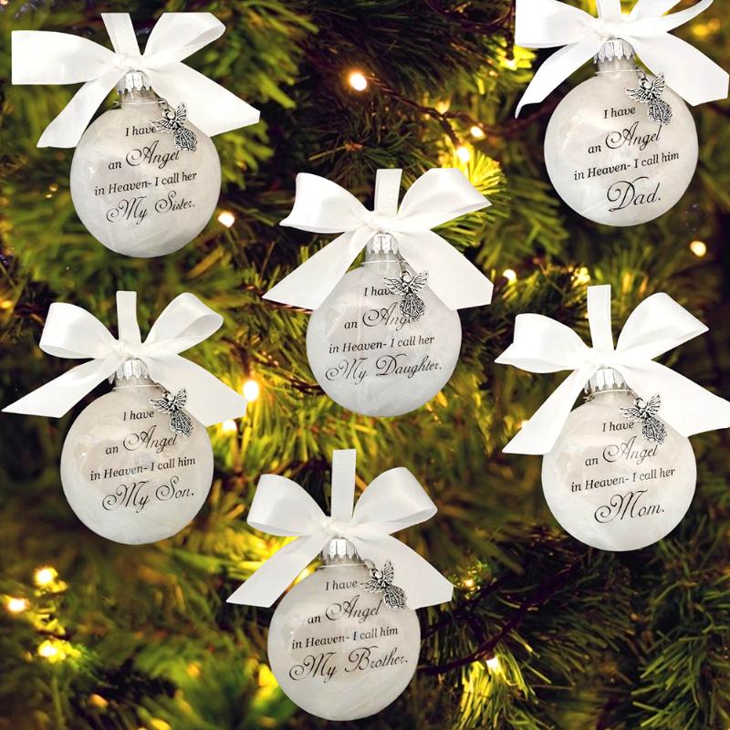 

Christmas Decorations Memorial Angel Wing Pendant In Heaven Mom Dad Ball Hanging Tree Home Party Feather Ornament Gifts