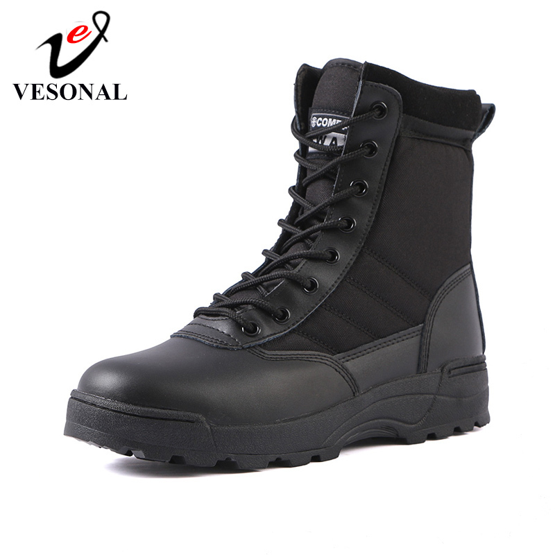 

VESONAL Autumn 2019 Boots Men Shoes Special Force Tactical Desert Combat military outdoor Male tracking mens tactical Boot work, Yellow