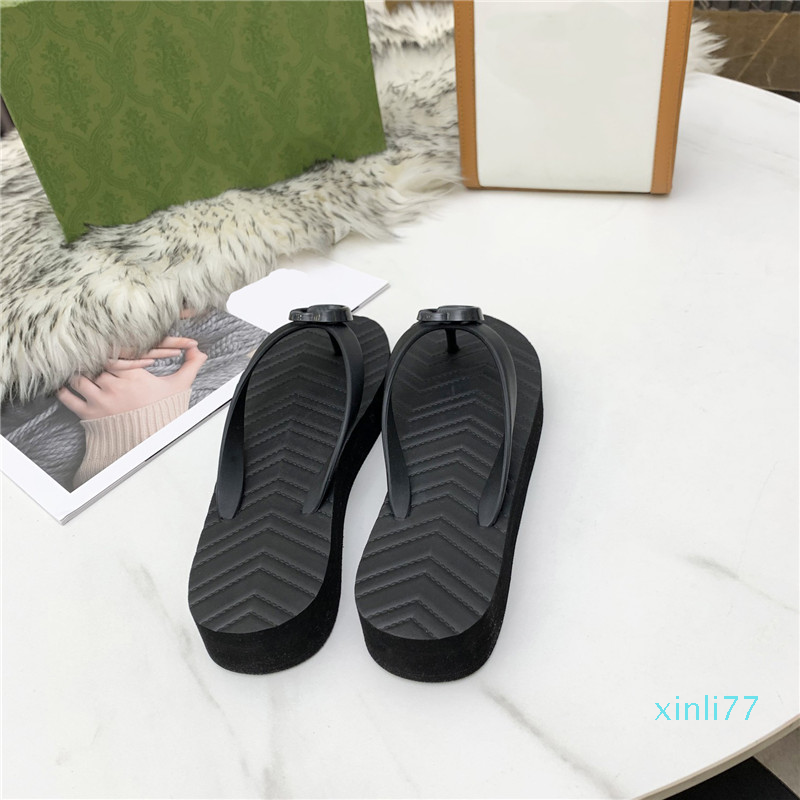 

designer slippers ladies fashion flip flop sandals size 35-42, Black