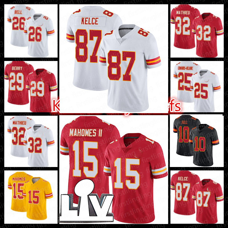 

15 Patrick Mahomes Jerseys 87 Travis Kelce KC 10 Tyreek Hill Football 32 Tyrann Mathieu 95 Chris Jones 49 Daniel Sorensen 25 Clyde Edwards-Helaire Creed Humphrey, Custom men jersey