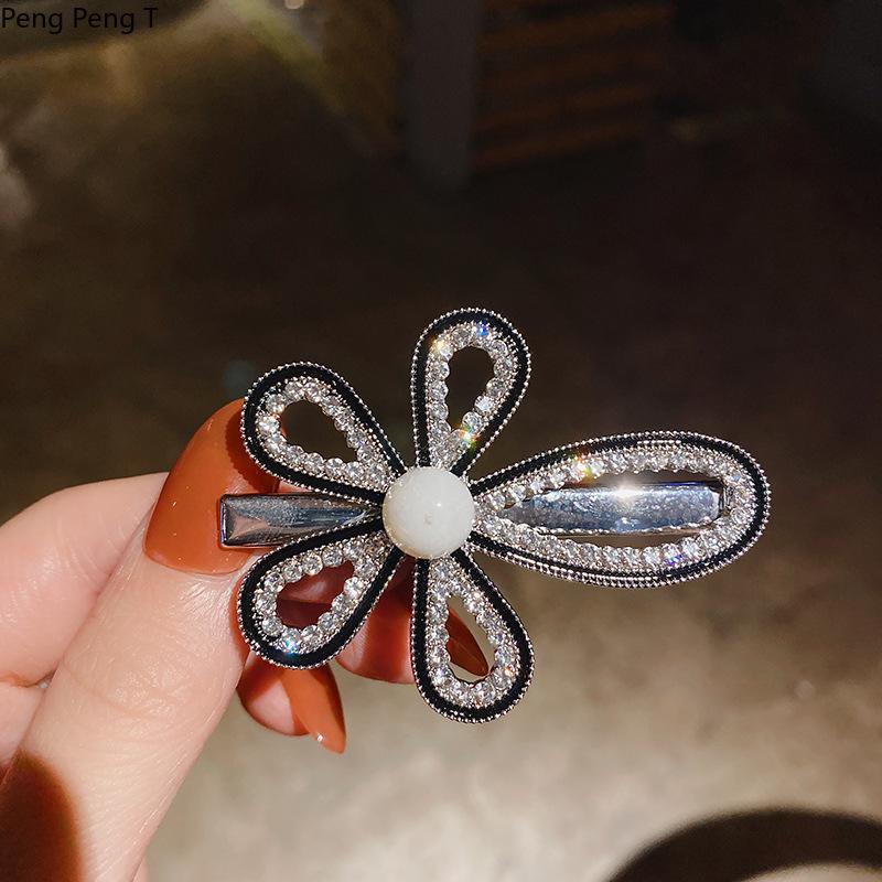 

Hair Clips & Barrettes 2021 Trendy Floral Hairpin Side Clip Simple Bangs One Word Net Red Bow Hairclips