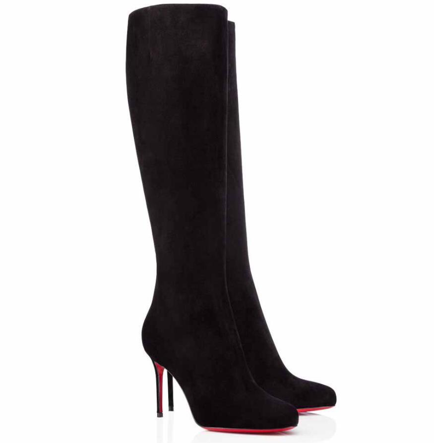 

[Original Box]Famous Winter Brands Fifi Botta Tall Boot Women's Red Bottom Shoes Elegant Lady Booties Wedding Dress Party EU35-43