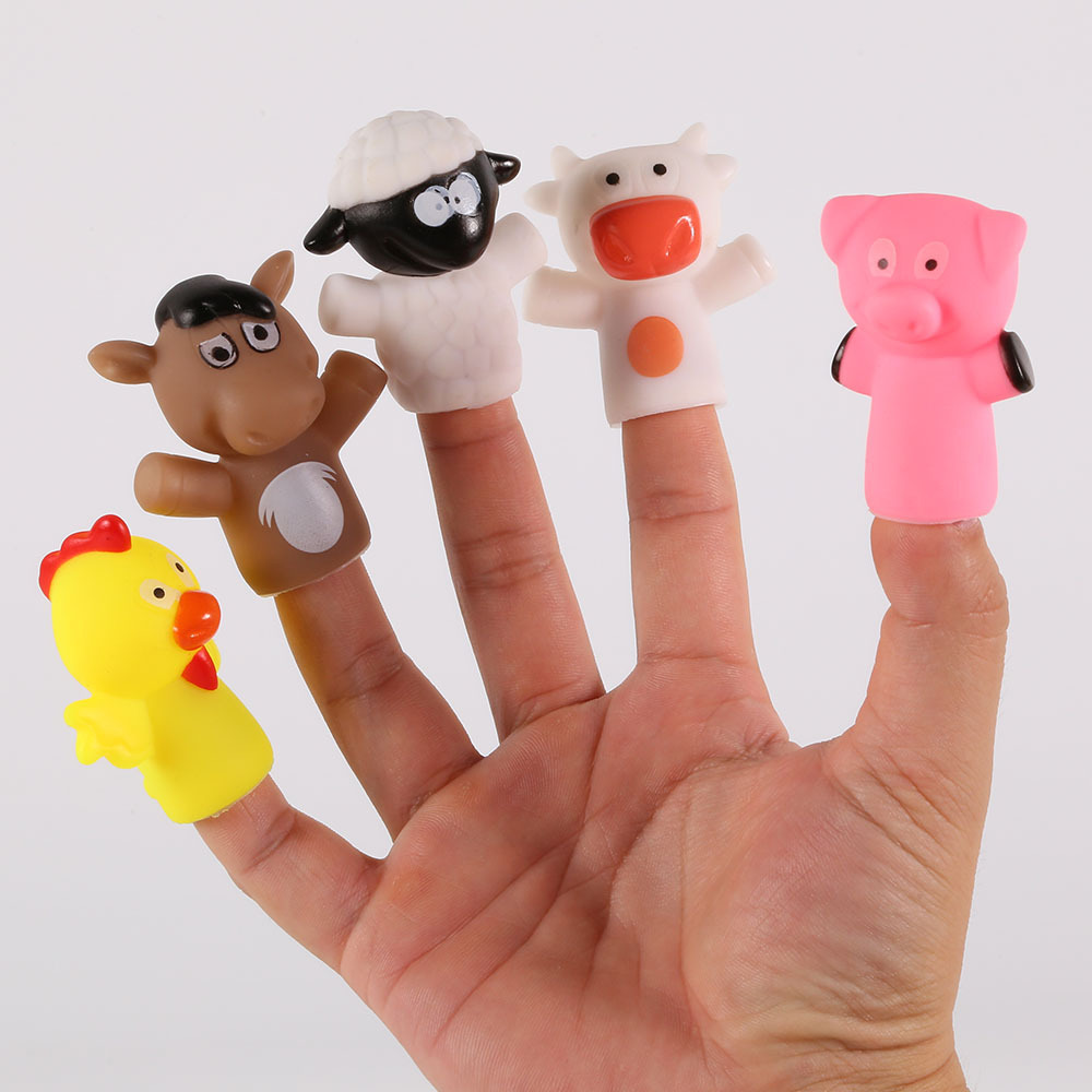 

Finger Puppets Plastic Toy Baby Mini Animals Educational Hand Cartoon Rubber Doll Hand Puppet Theater Toys for Children Gifts, Kk0036-1