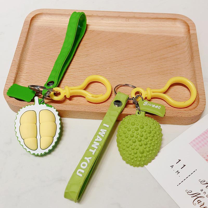 

Keychains Durian Keychain Pendant Female Avocado Cute Bag Ornament Creative Simulation Fruit Key Chain