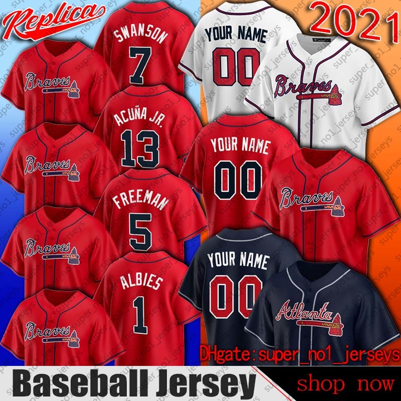

Braves 13 Ronald Acuna Jr Jersey Dansby Swanson Atlanta Baseball Jerseys Ozzie Albies Freddie Freeman Dale Murphy Marcell Ozuna Jersey, Man custom size m-xxxl