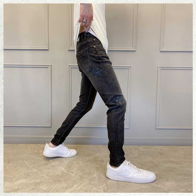 

21 fashion brand straight fit youth business casual pants cross pique croxin Unisex jeans, Black