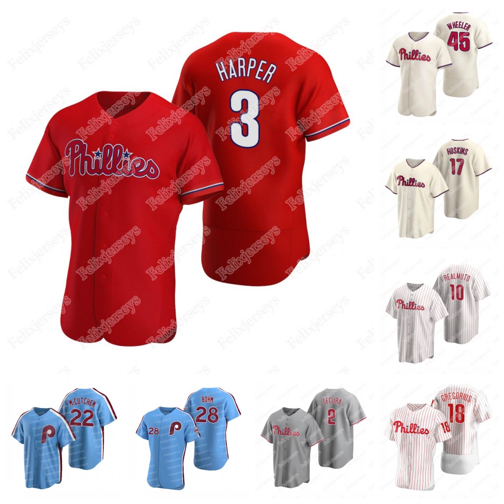 

Philadelphia Custom Phillies Rhys Hoskins Jersey Jean Segura 3Harper Alec Bohm J.t. Realmuto Zack Wheeler 22Mccutchen Didi Gregorius Aaron Nola Archie Bradley, Flexbase white