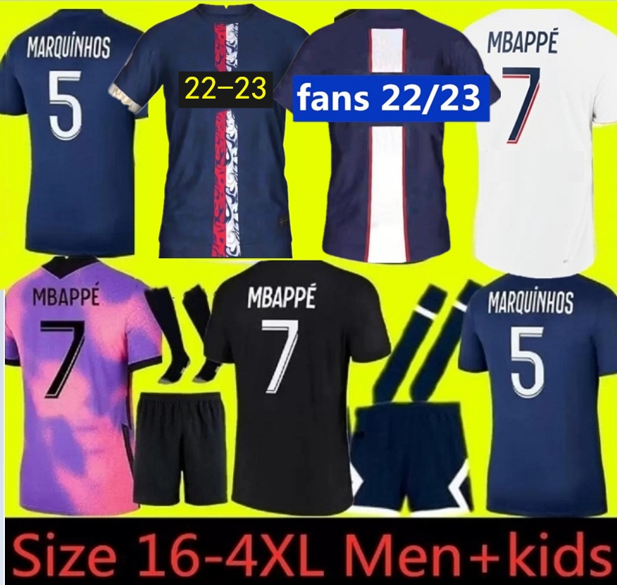

adults kids 21 22 23 PSGs MBAPPE soccer jerseys 2021 2022 2023 DI MARIA WIJNALDUM SERGIO RAMOS HAKIMI fourth Maillots de football kit ICARDI VERRATTI third 4TH shir555, 21/22 home