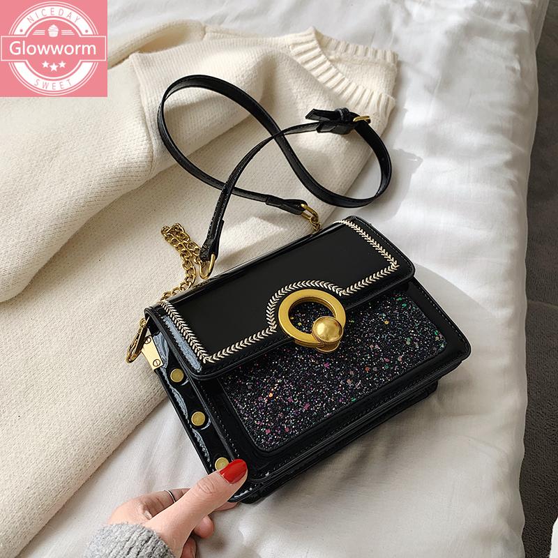 

2021 New Women's Bag Fashion Casual Shoulder Messenger Bag Sequins Women Luxury Designer Women Mobile Phone, Black
