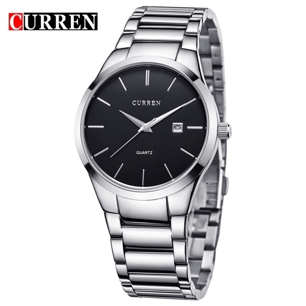 

CURREN Creative Black Silver Watches Fashion Date Display Mens Quartz Watches Top Brand Luxury Sport Clock Relogio Masculino X0524