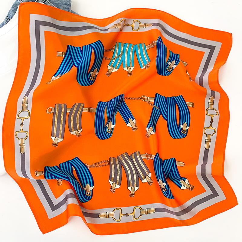 

Scarves Luxury 100% Silk Scarf Unisex Man Women Fashion Kerchief Bandana Belt Print Neck Hair Bag Headband Headscarf 53*53cm, Blue;gray