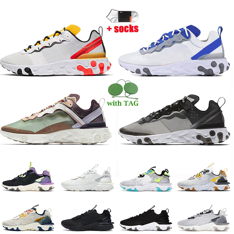 

Wholesale 2022 React Vision EPIC Fashion Running Shoes Element 55 87 Sports Tour Green Yellow Anthracite Triple Black White Iridescent Men Women Jogging Sneakers, D7 40-45 vast grey