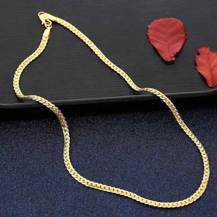 

18K 14K Cuban Herringbone Snake Gold Chain Men Jewelry Necklace
