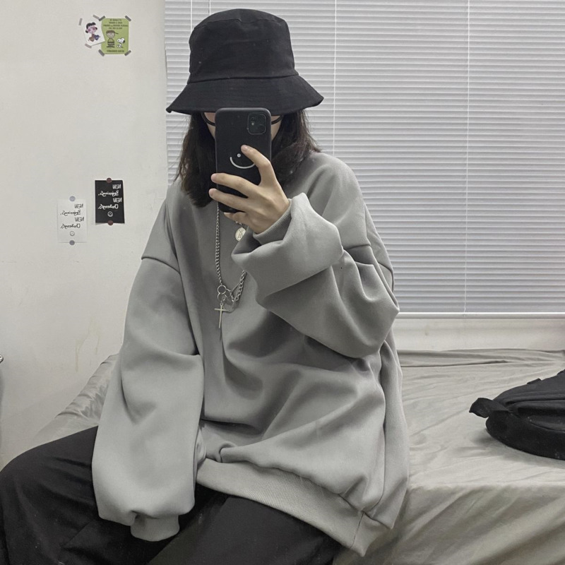 

2021 New Korean Plus Fleece Hoodie Men's Fashion Casual O-neck Sweatshirt Men Streetwear Loose Hip-hop Pullover Hoodies Mens Hoody -xl Rarg, Black