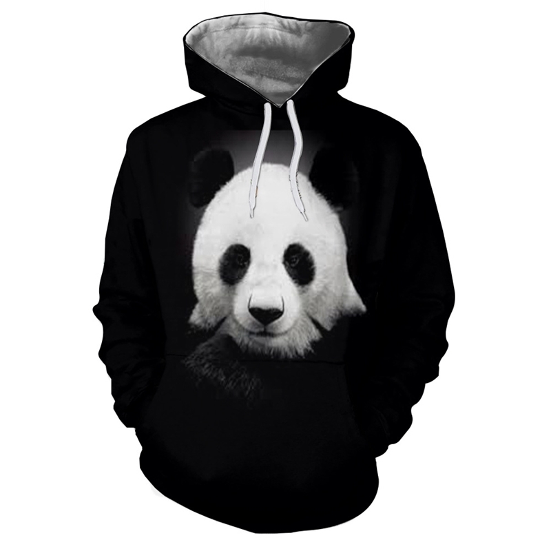 

Panda printing series Pullover Hooded Sweater hooded men's sweater, Black