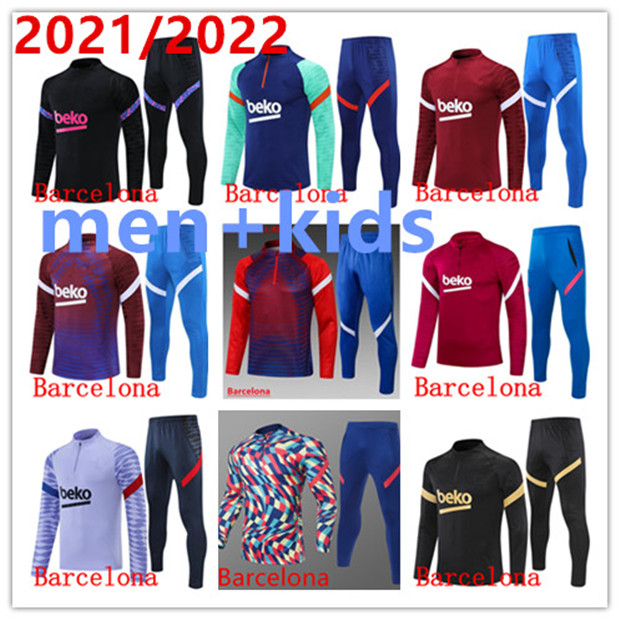 

21/22 Men and Kids Barcelona TRACKSUIT REAL MADRID TRAINING SUIT SWEATER 2021 2022 ADULT + BOYS, Black