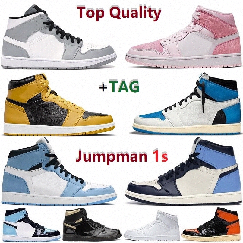 

With Box jumpman 1 1s men basketball shoes women High Quality dark mocha Banned shadow UNC patent university royal blue light smoke grey twi