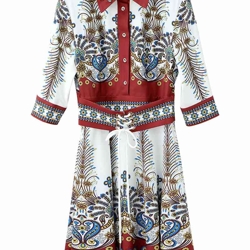 

Truevoker Women Half Sleeve Royal Totem Print Dress Luxury Diamond Crystal High Street Fashion Mujer Festa Vestido 210602, Claret