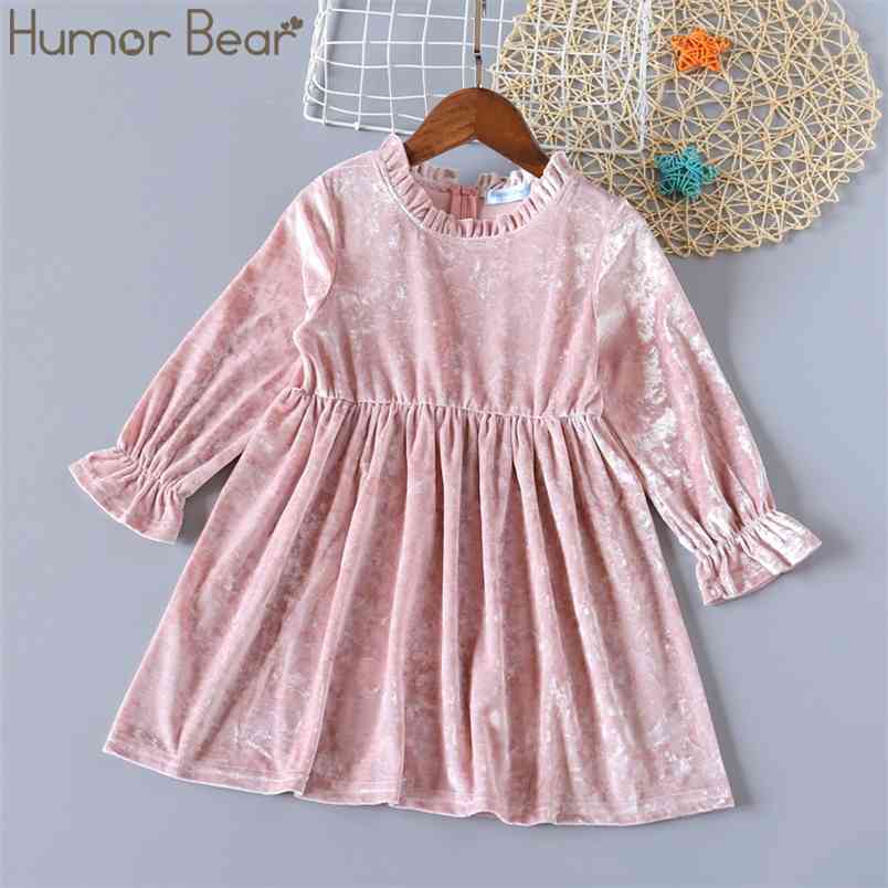 

Spring Girls Long-Sleeved Dress Children Clothes Gold Velvet Princess Warm kids 4-12Y 210611, Red