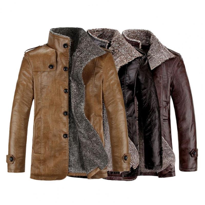 

Men's Fur & Faux Men Jacket Warm Coat Thermal Long Fabulous Business Winter, Black