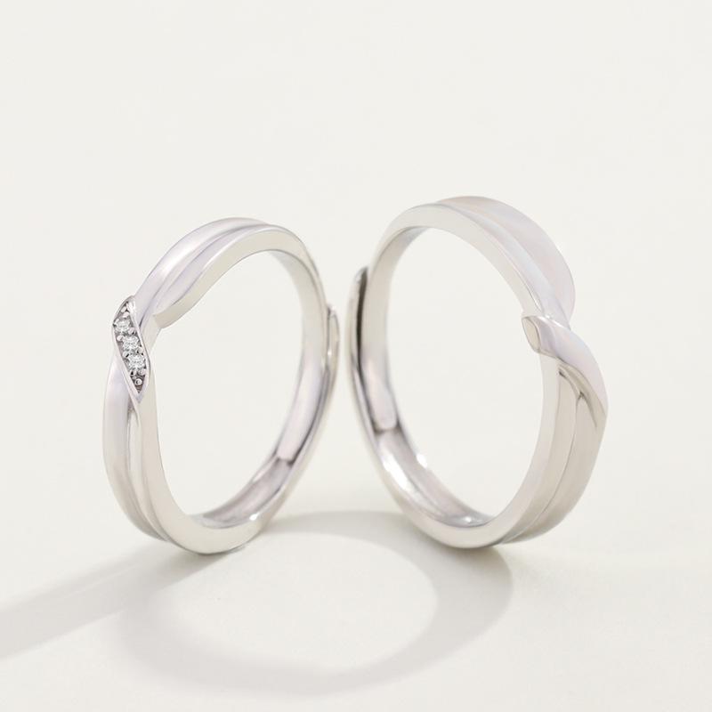 

Cluster Rings 925 Sterling Silver Knot Love Ring Resizable Lovers' Couple Boyfrid Girlfriend Gift, Golden;silver