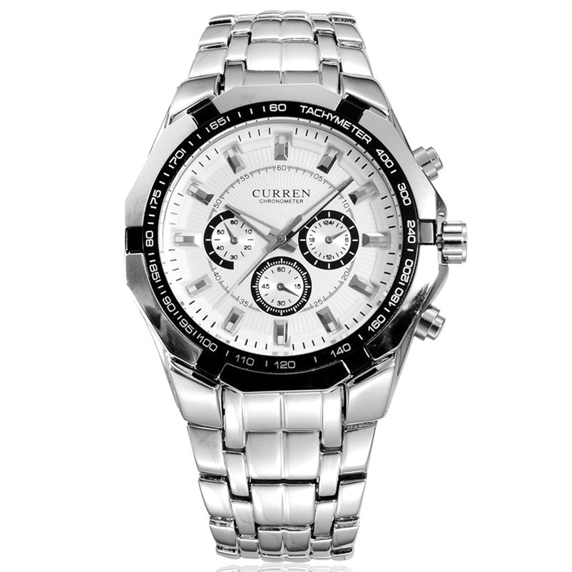 

Curren Men's quartz Full stainless steel Military Casual Sports watches waterproof Brand Sale relogio masculino Wristwatch 210608, Red