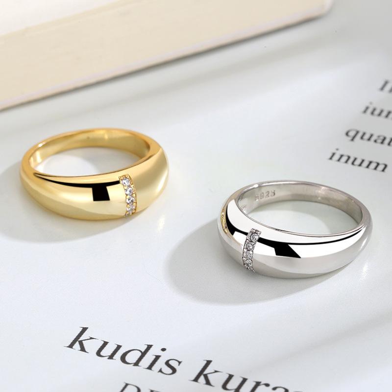 

Wedding Rings Vintage Chunky Ring For Women Simple Gold Color Finger Trendy Accessories Men Jewelry Ins Style Wholesale, Slivery;golden