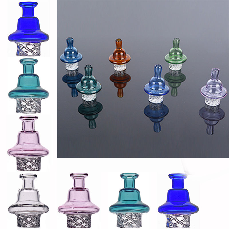 

Colored Glass Bubble Dab Cyclone Riptide Spinning Carb Cap For Flat Top Quartz Banger Nails Glass Water Bongs Pipes