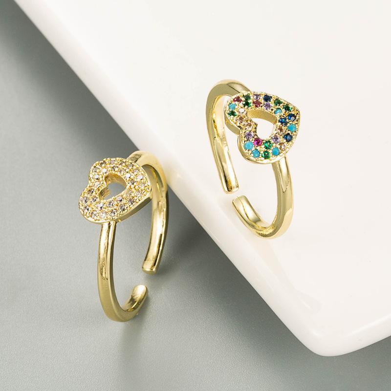 

Wedding Rings Multi Colour Hollowed-out Heart Shape Open Ring Design Cute Fashion For Women Young Girl Child Gifts Adjustable1