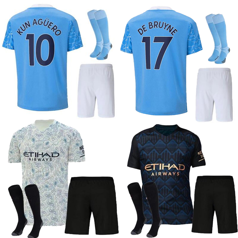 

2020 2021 City MAHREZ STERLING Soccer jersey kits 20 21 maillots de football KUN AGUERO DE BRUYNE G.Jesus Sane man Football shirts, Black