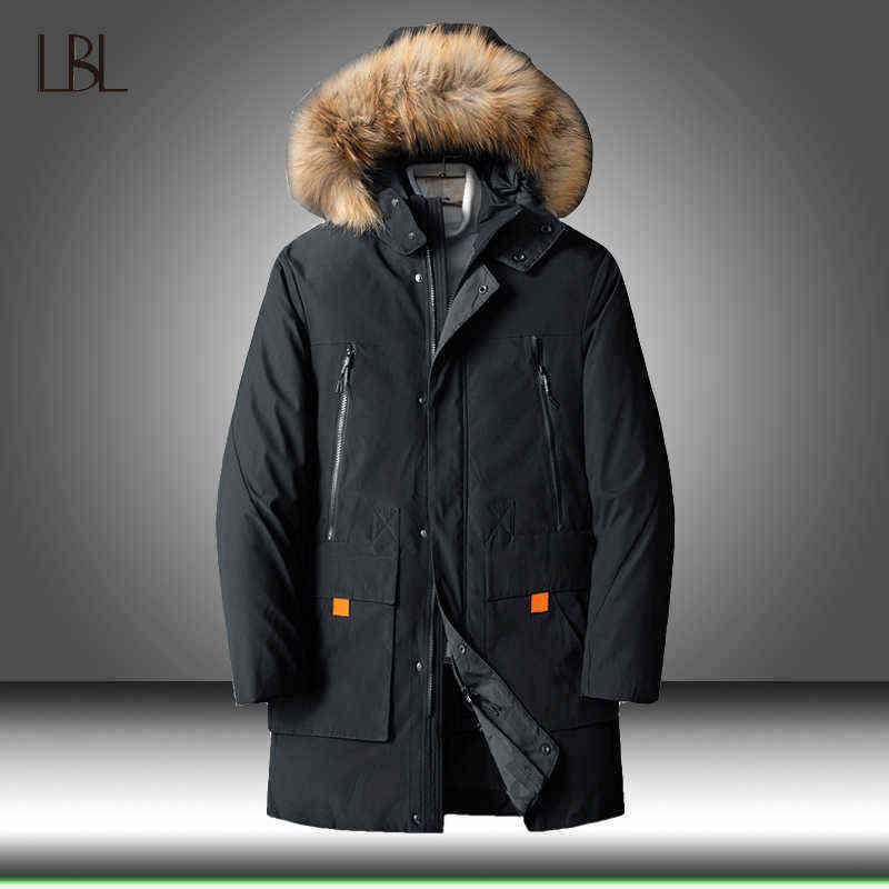 

90% Down Jackets Men Winter Jacket Mens Fashion Thick Warm Parkas Fur White Duck Down Coats Casual Male Outdoor Windbreaker 8XL Y1103, Th935black