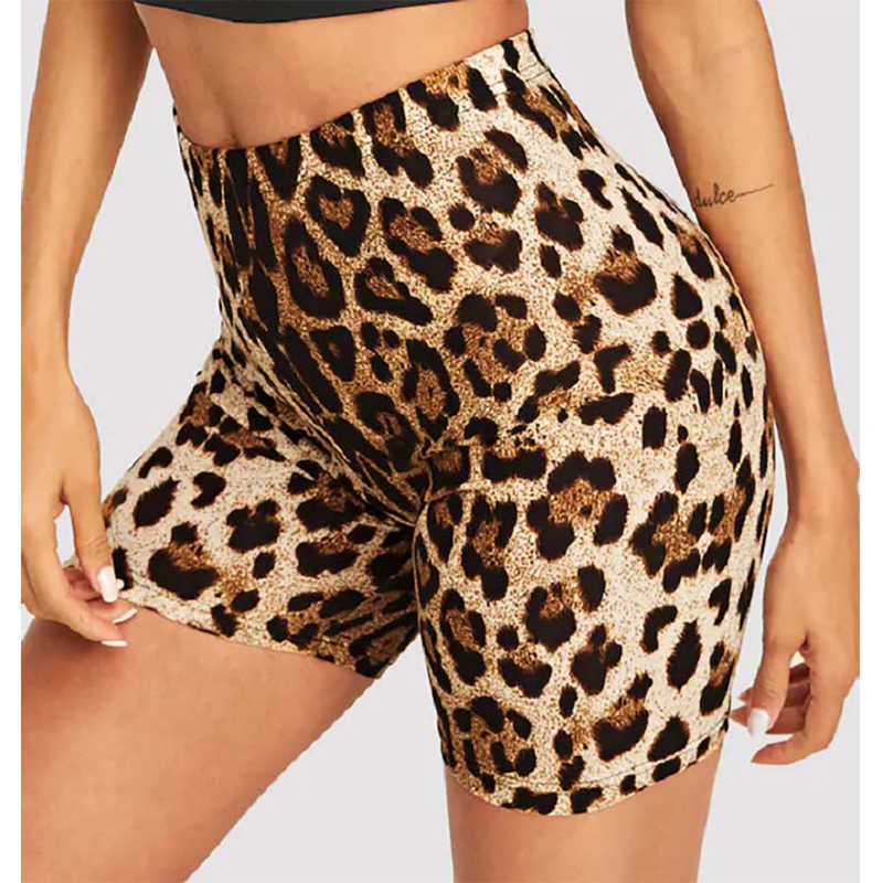 

Fashion Leopard Printed Women Shorts Casual Sexy Snakeskin Elastic Waist Cycling Female Shorts W741 210526