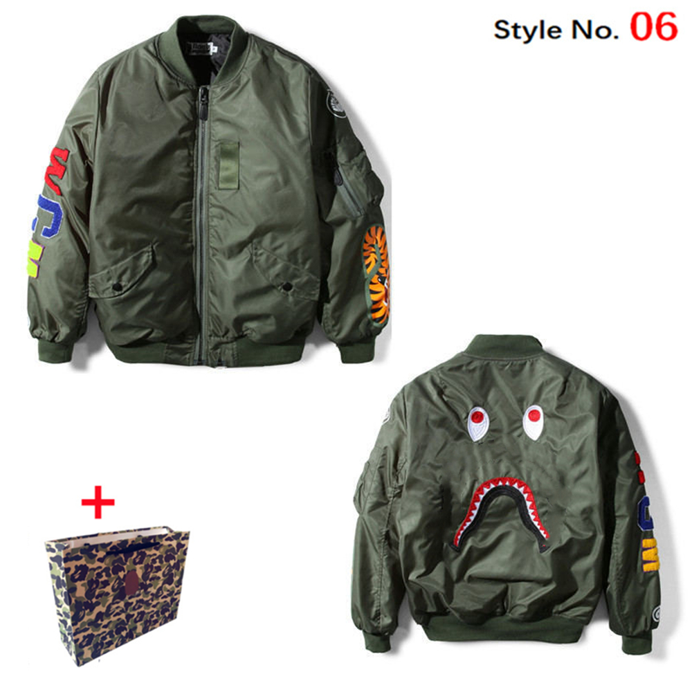 

apes Men's jacket Coats Shark Luminous camouflage high quality Jackets Hip Hop men cardigan hooded zipper Outerwear Bring tote bag, Not for sale