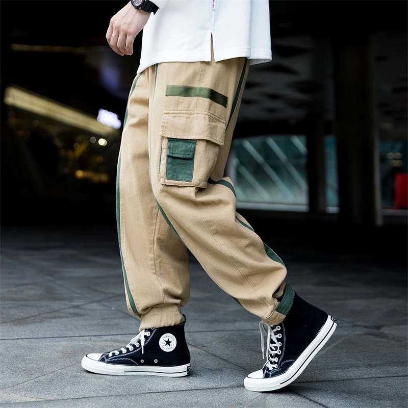 

2021 New Men Sweatpants Ankle-length All Match Cargo Mens Casual Loose Korean Style Male Hot Sale Bf Khaki Trousers Techwear Pants 8sns, Gray