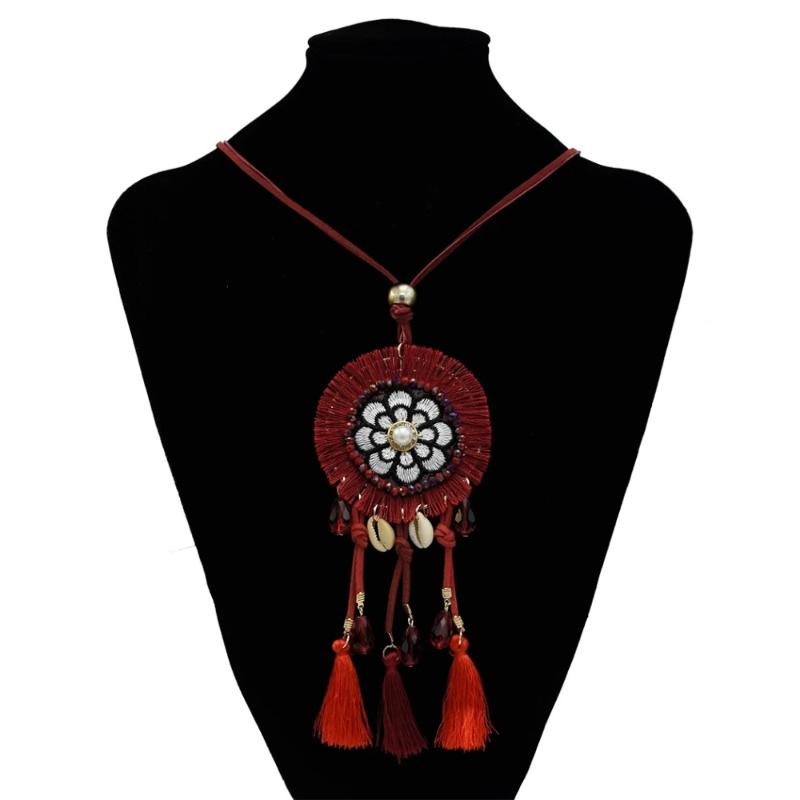 Pendant Necklaces Bohemian Ethnic Pearl Shell Thread Tassel Choker For Women Boho Festival Party Bib Long Collar Jewelry-image-709028199