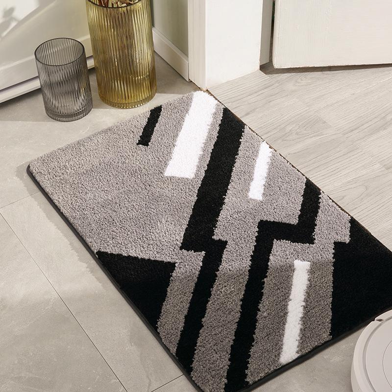 

Bath Mats Flocking Absorbent Floor Durable Bathroom Mat Entry Door Pads Toilet Rugs Bedroom Anti-slip Shower Carpet 40x60cm
