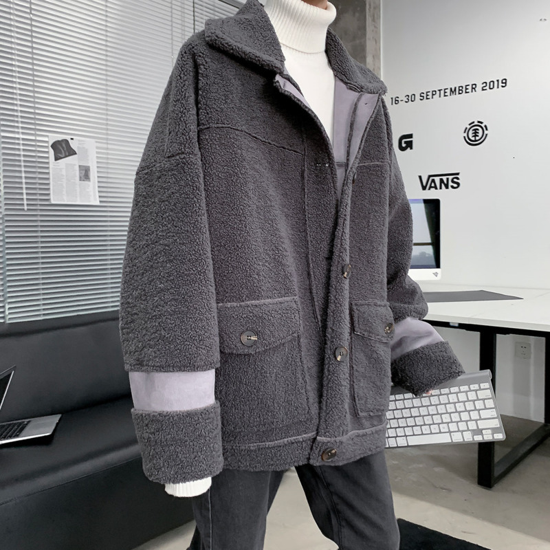 

2021 New Winter Thick Lamb Wool Jacket Men's Warmth Fashion Retro Lapel Men Wild Short Coat Mens Clothes -2xl 95ou, Blue