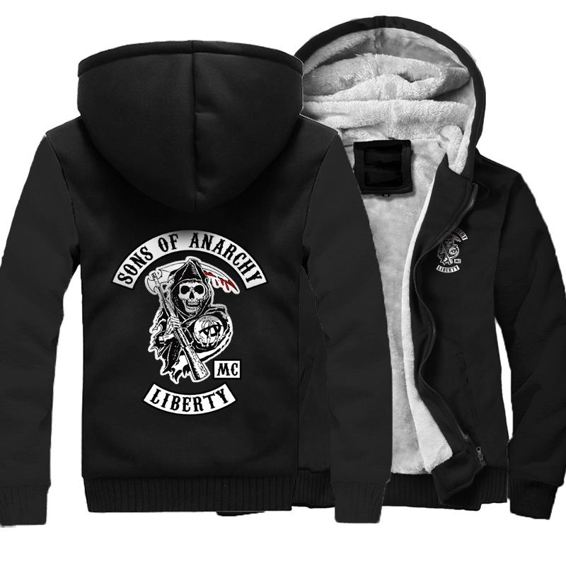 

Hip hop fashion winter warm loose Plush zip coat Viking legend large sweater, Red