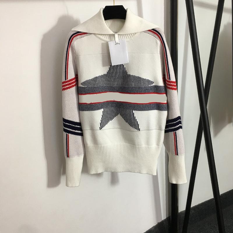 

Brand Letter Sweaters Women Lapel Neck Sweater Knitted Shirt Soft Touch Wool Hoodies 2 Colors Jacquard Knit Tops, Extra shipping cost