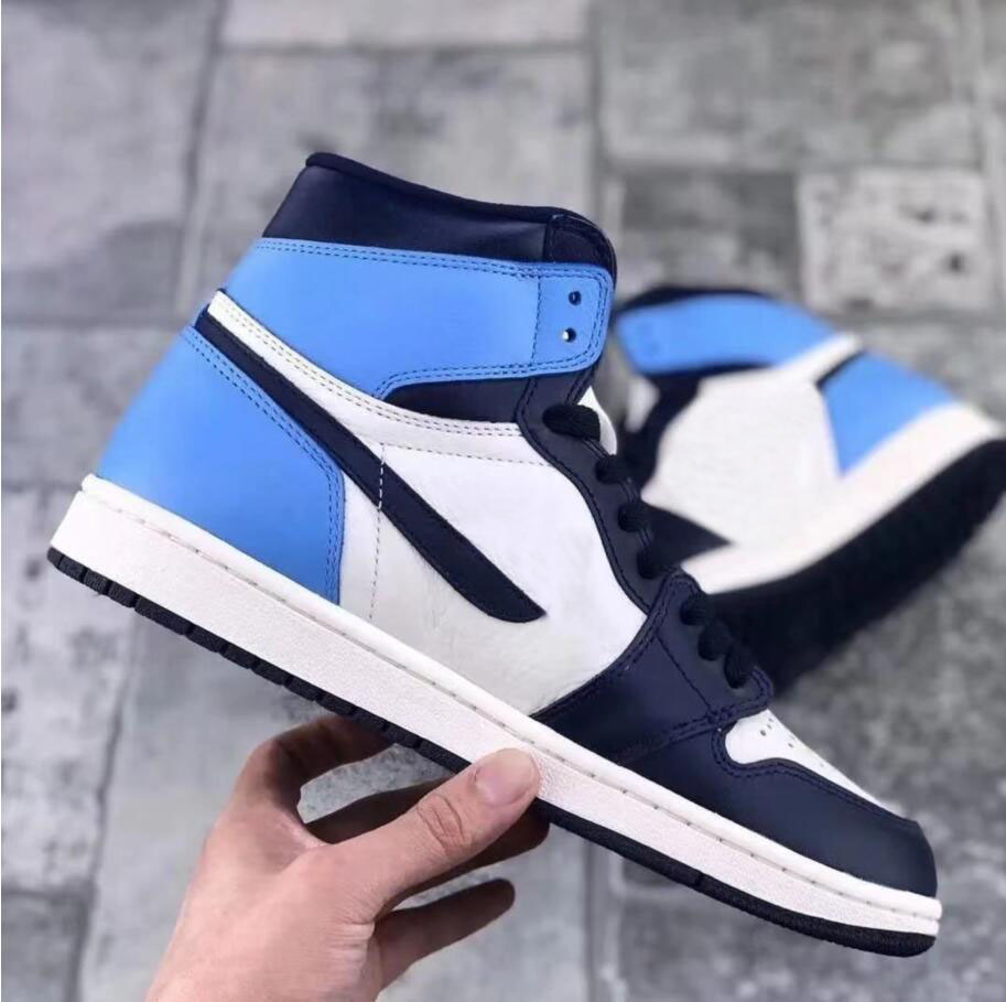 

Shoes Authentic 1 High OG Obsidian Blue Chill Women 555088-140 Sail University Blue Sports Sneakers Dress Shoe, Customize