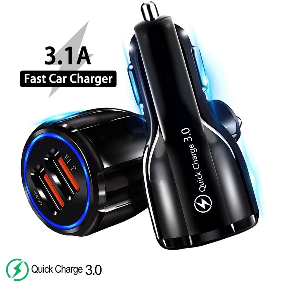 

Car Charger 5V 3.1A Quick Charge Dual USB QC 3.0 Fast Charging For Iphone Xs Max 8 11 12 Plus Por For Samsung Huawei XiaoMi Universal Phone