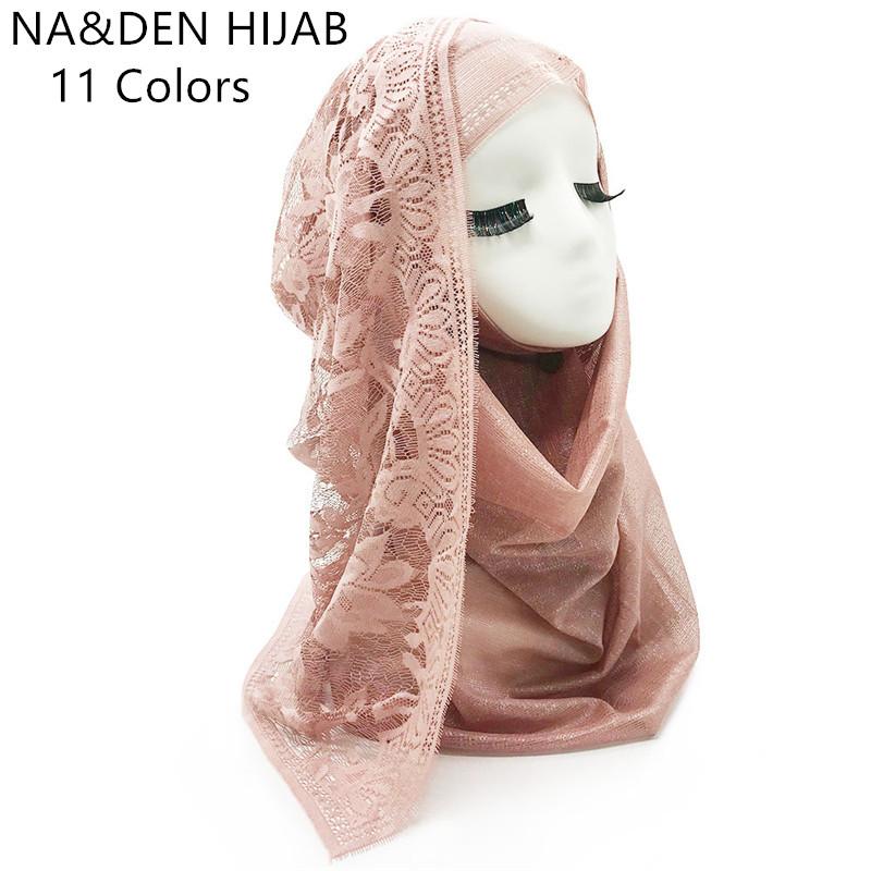

Scarves Fashion Both Ends Lace Plain Solid Viscose Shawl Foulard Muslim Echarpe Women Scarf Hijabs Bandana 10pcs Fast