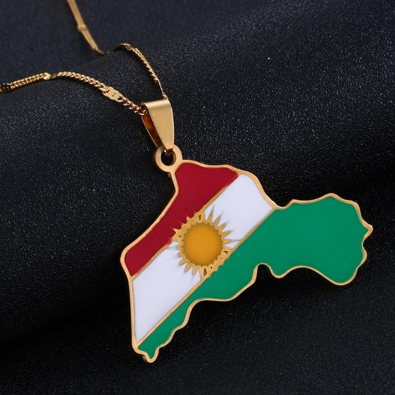 

Pendant Necklaces Stainless Steel Kurdistan Map Trendy Kurdish Jewelry