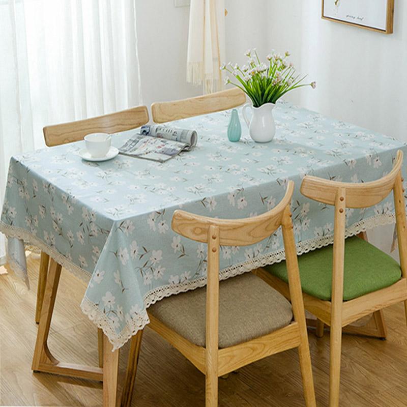 

Vieruodis Lace Table Cloth Washable Party Tablecloth Flower Rectangular Table Cover Dinner Picnic Home Cloth, Blue flower