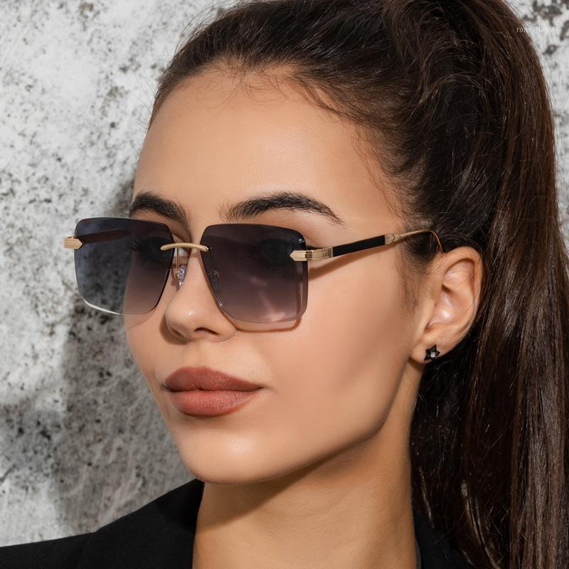 

Sunglasses 2022 Fashion Unique Square Gradient Women Vintage Metal Frameless Sun Glasses Female Rimless Shades